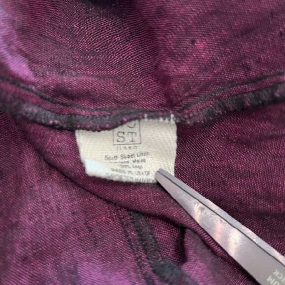 SOUTH STREET LINEN PLUM PURPLE LINEN TUNIC BUTTON DOWN SHIRT - S - Picture 10 of 11